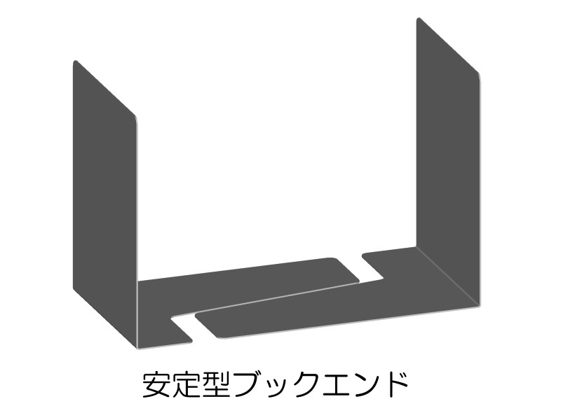 安定性を重視して下面を横に広くしたブックエンドです。適度な重さがあり、摩擦で滑りにくい為、使いやすいです。